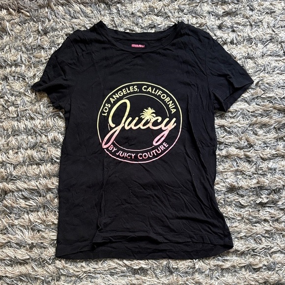 Juicy Couture Tops - Juicy Couture Black Tee with Pink and Yellow Logo Size XS
